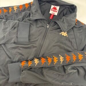 Vintage‎ Kappa 222 Banda Track Jacket Mens L Black Orange Logo Tape Full Zip Y2K